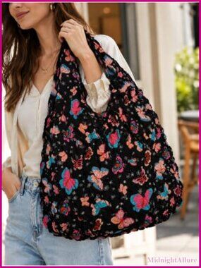 Pleated Expandable Tote Bag Polyester Ruched Handbag